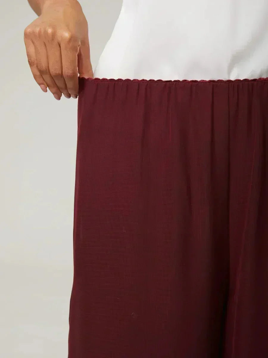 Wide Leg Chiffon Overlay Trousers