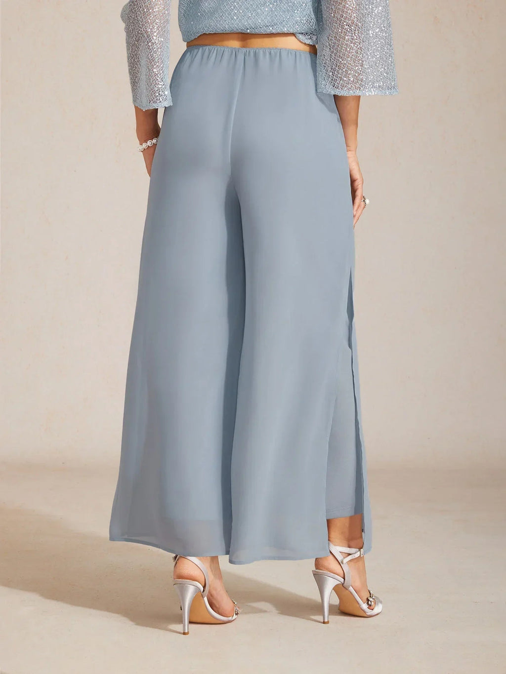 Wide Leg Chiffon Overlay Trousers