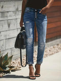 Jeans Stretch Destroyed Mittelblau