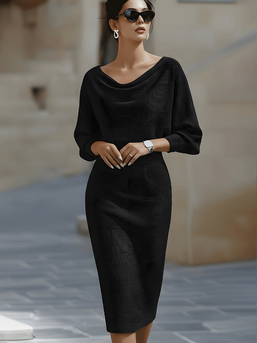 Kleid Bodycon Midi Schwarz