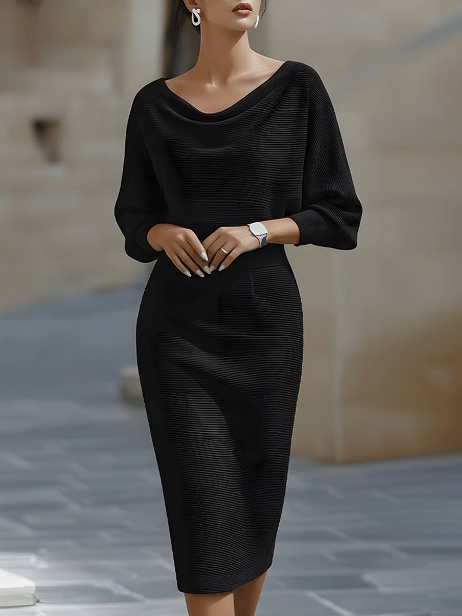 Kleid Bodycon Midi Fledermausärmel
