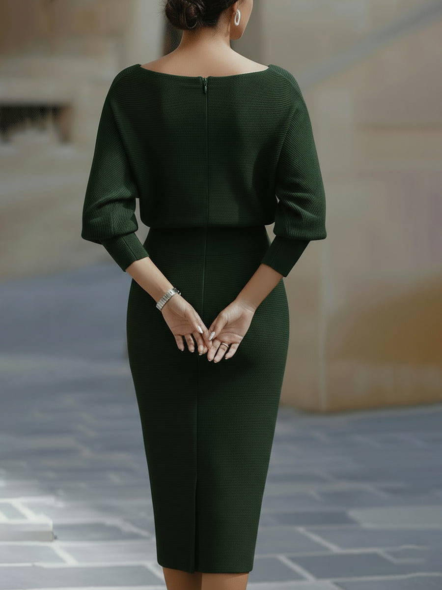 Kleid Bodycon Midi Fledermausärmel