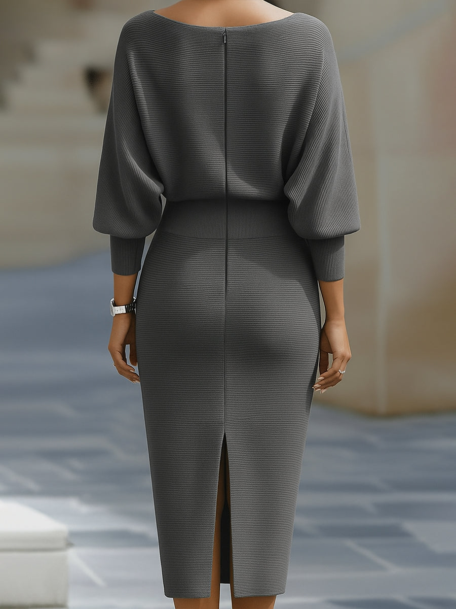 Kleid Bodycon Midi Fledermausärmel