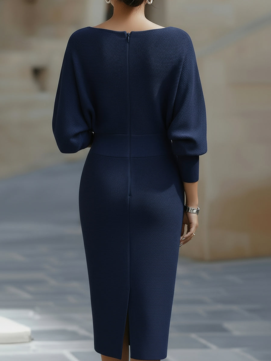 Kleid Bodycon Midi Fledermausärmel