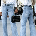 Washed Straight-Leg Jeans mit lockerer Wide-Leg-Passform