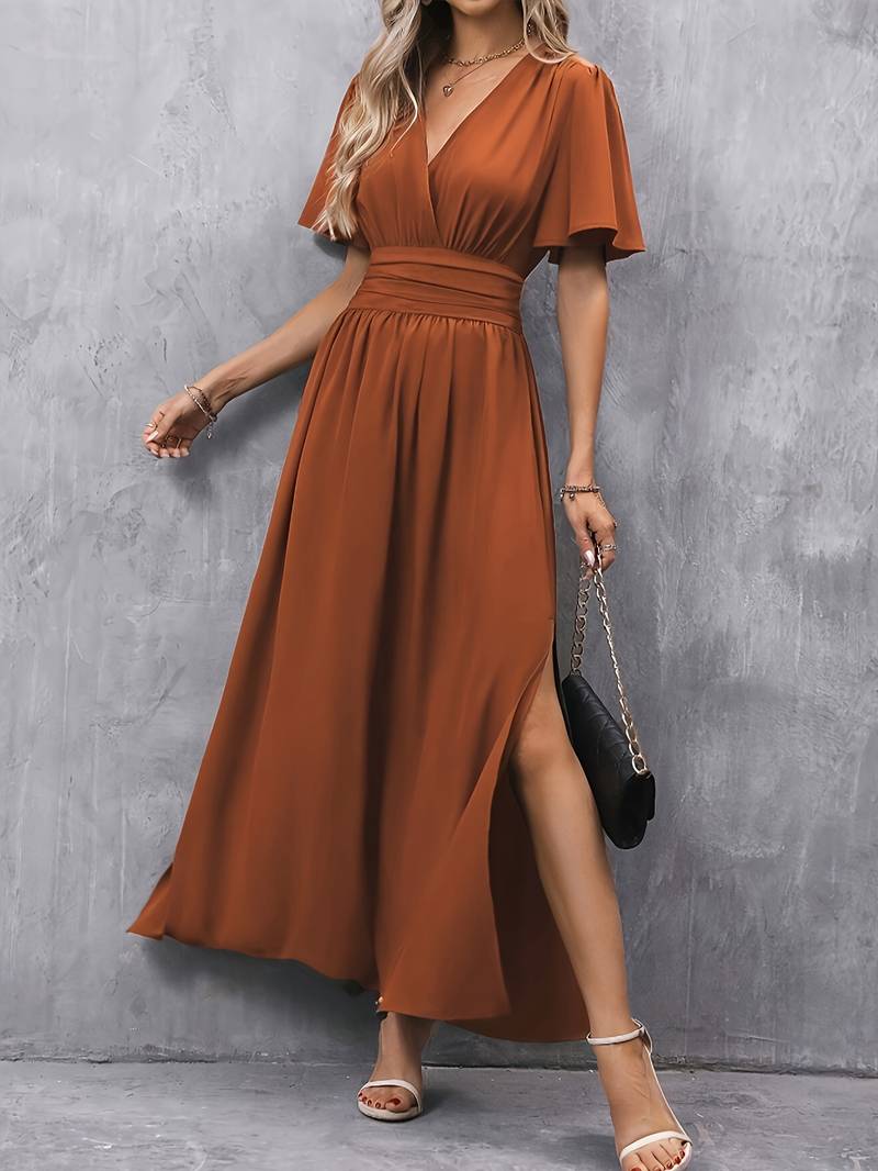 Kleid Rüschenkragen Plissee elegant