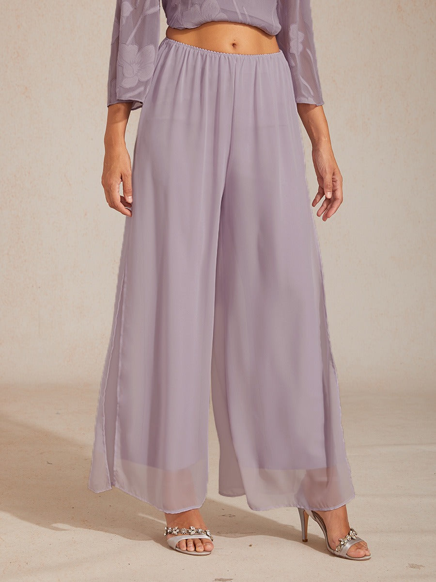 Wide Leg Chiffon Overlay Trousers