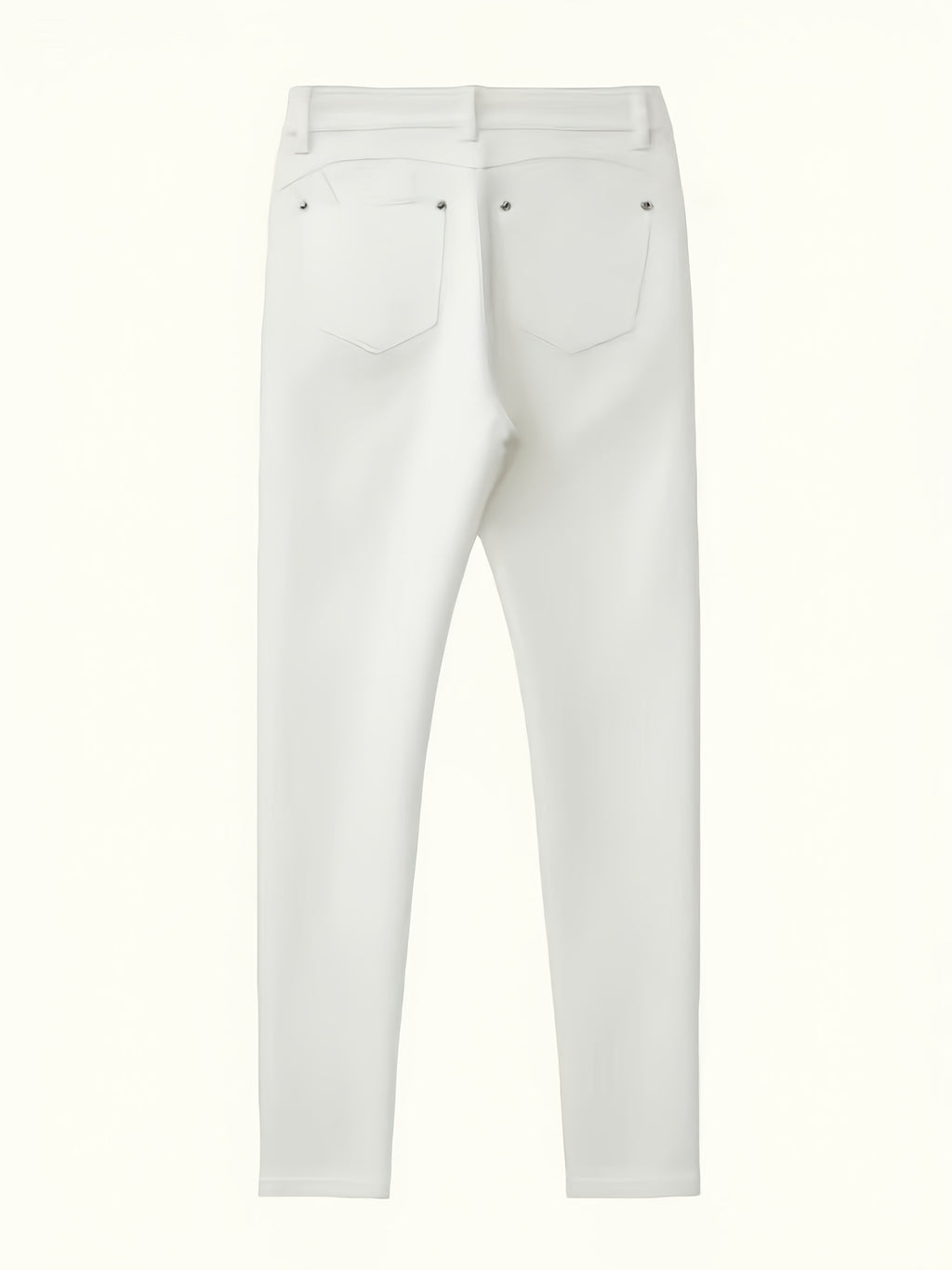 Weiße Slim-Fit Jeans mit Nieten und mittlerer Bundhöhe