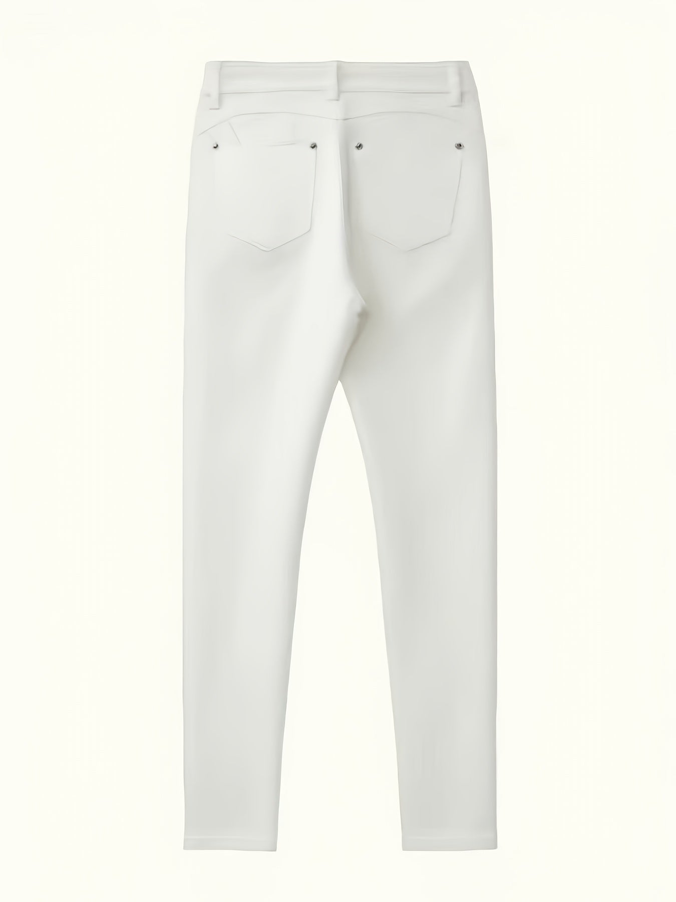 Weiße Slim-Fit Jeans mit Nieten und mittlerer Bundhöhe