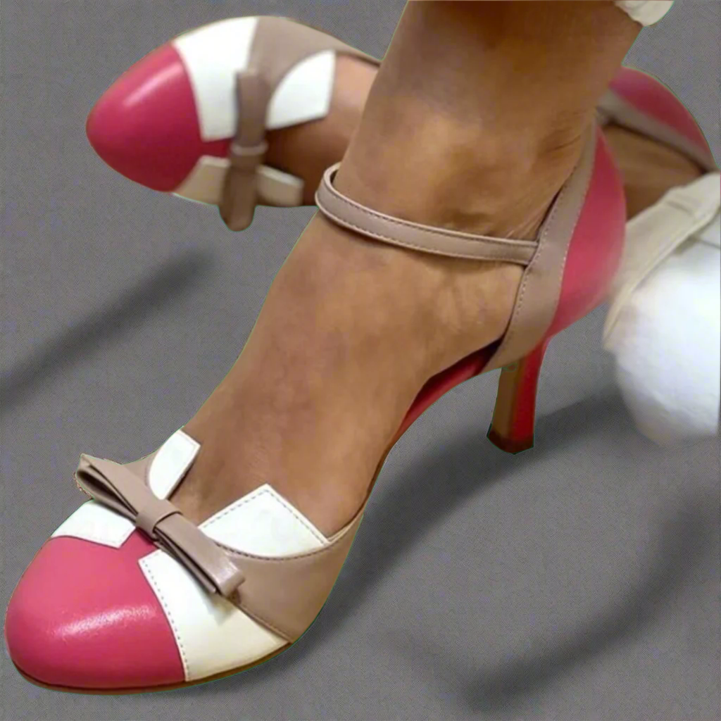 Pumps Schleife Riemchen Rosa