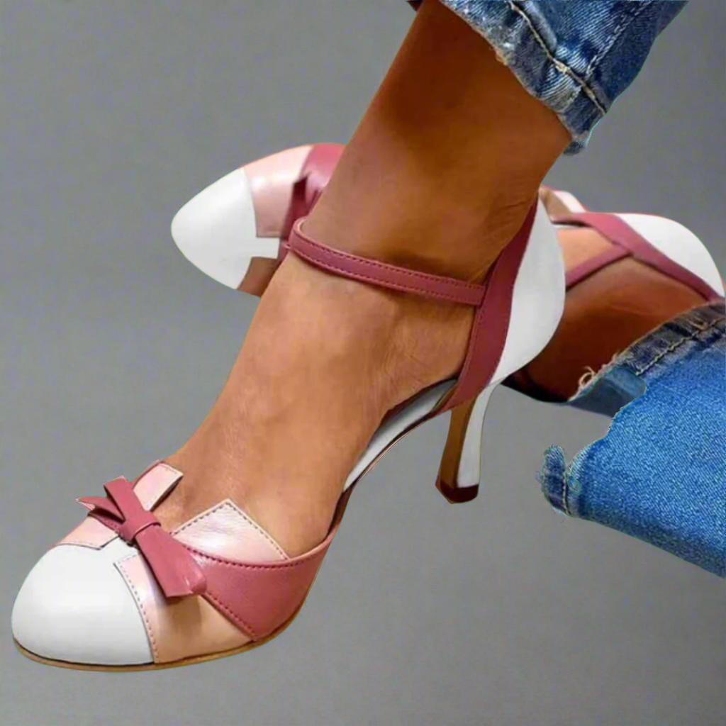 Pumps Schleife Riemchen Weiß