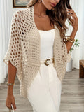 Offene drapierte Strickjacke Beige