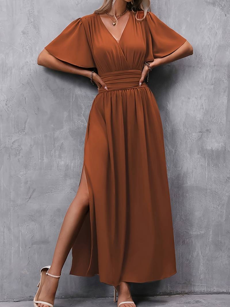 Kleid Rüschenkragen Plissee elegant