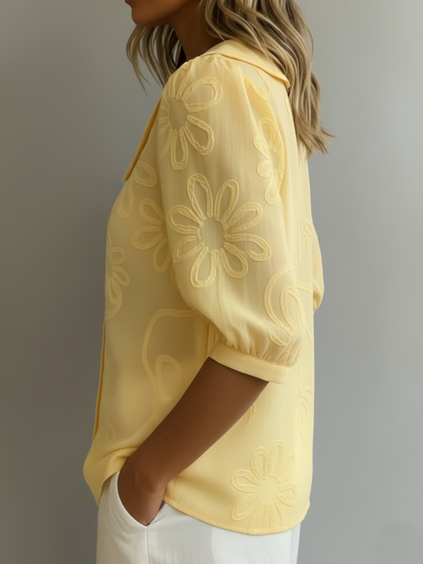 Cotton Retro Collar Summer Top