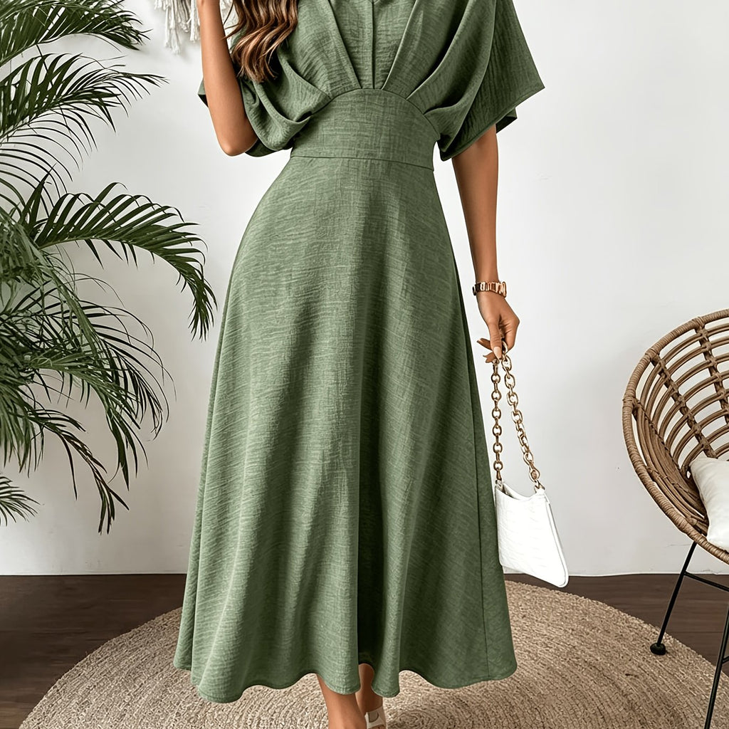 Elegantes Sommerkleid mit V-Ausschnitt und Fledermausärmeln