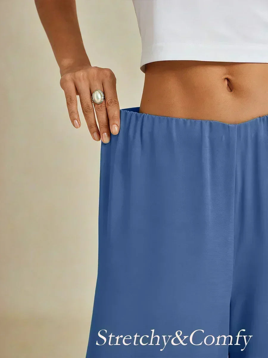 Wide Leg Chiffon Overlay Trousers