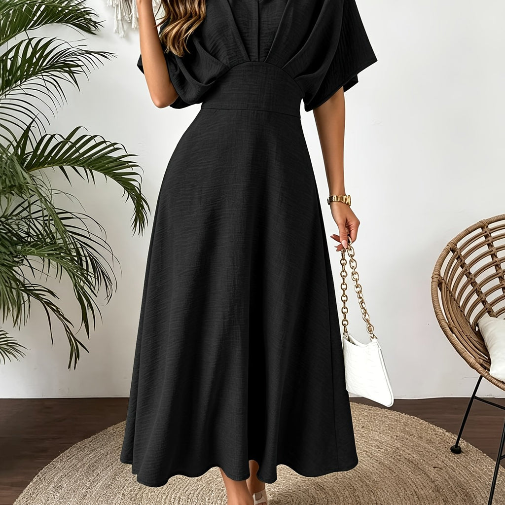 Elegantes Sommerkleid mit V-Ausschnitt und Fledermausärmeln