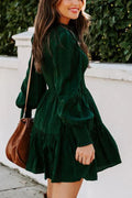 Kleid gesmokt Midi Smaragdgrün