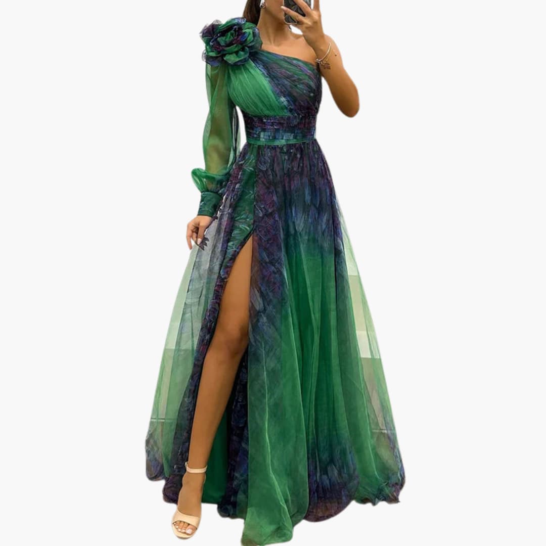 One-Shoulder Side Split Maxi Dress