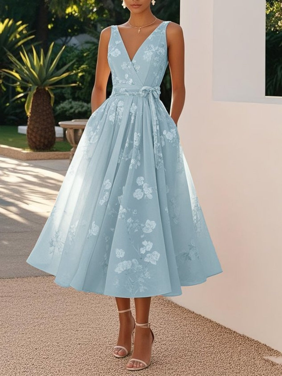 Floral Print Sleeveless V-Neck Maxi Dress