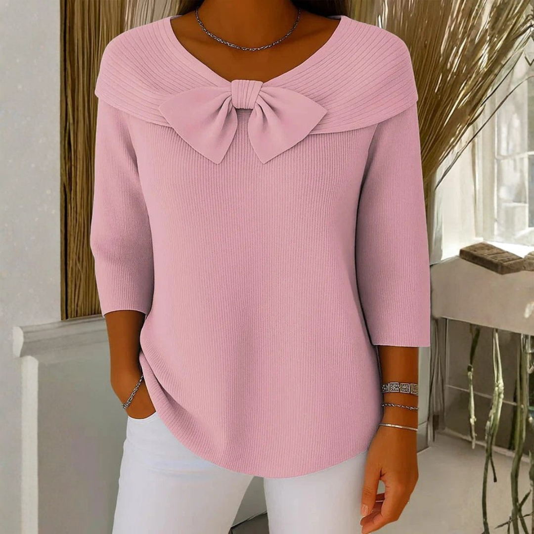 Oberteil Schleife Dreiviertelarm Rosa