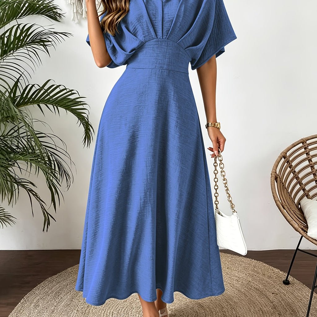 Elegantes Sommerkleid mit V-Ausschnitt und Fledermausärmeln