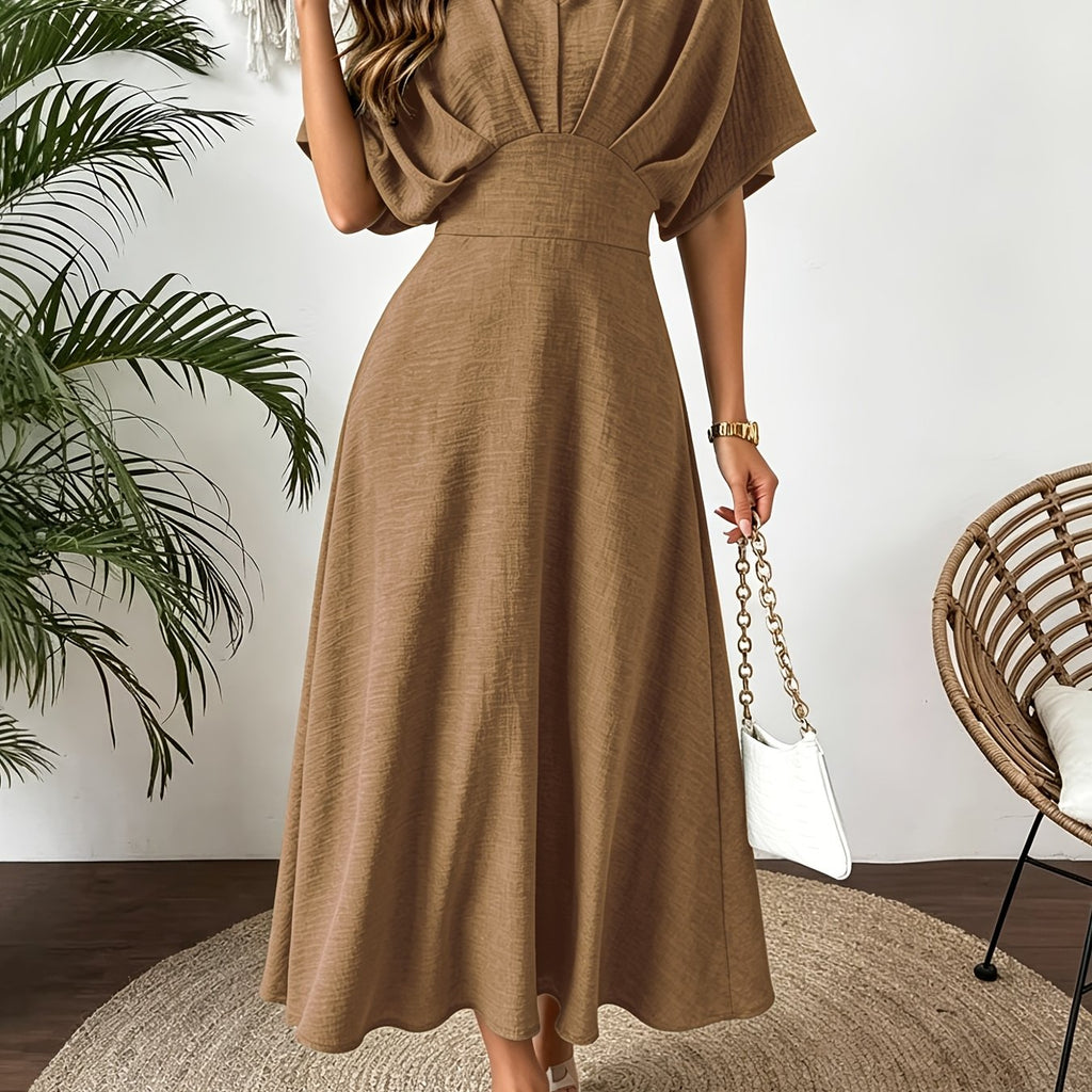 Elegantes Sommerkleid mit V-Ausschnitt und Fledermausärmeln