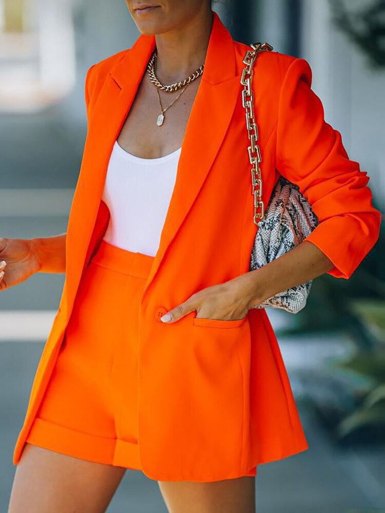 Blazer Shorts Set Orange