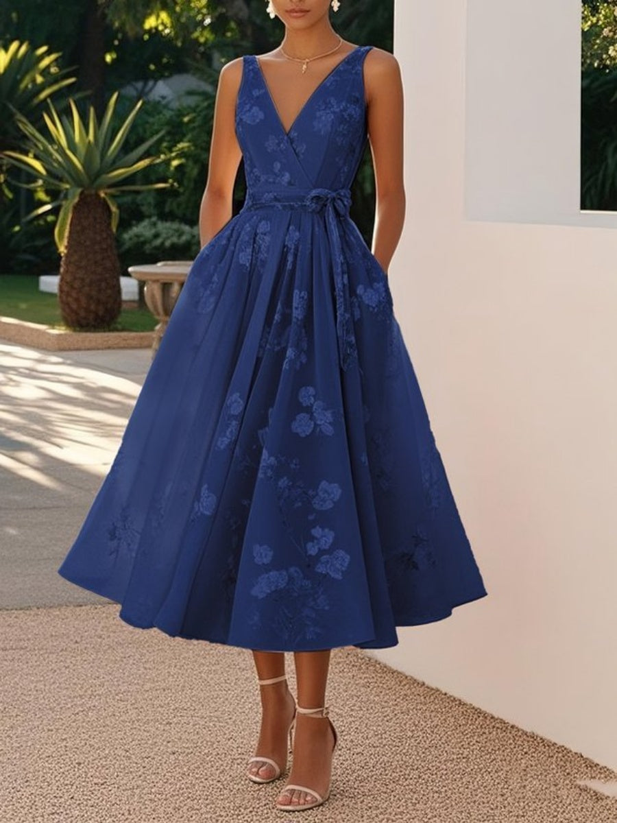 Floral Print Sleeveless V-Neck Maxi Dress