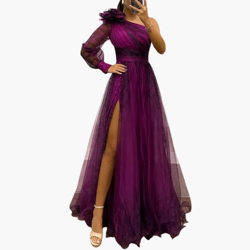One-Shoulder Side Split Maxi Dress