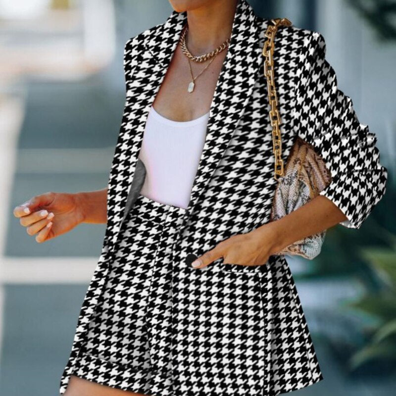 Blazer Shorts Set Kariert