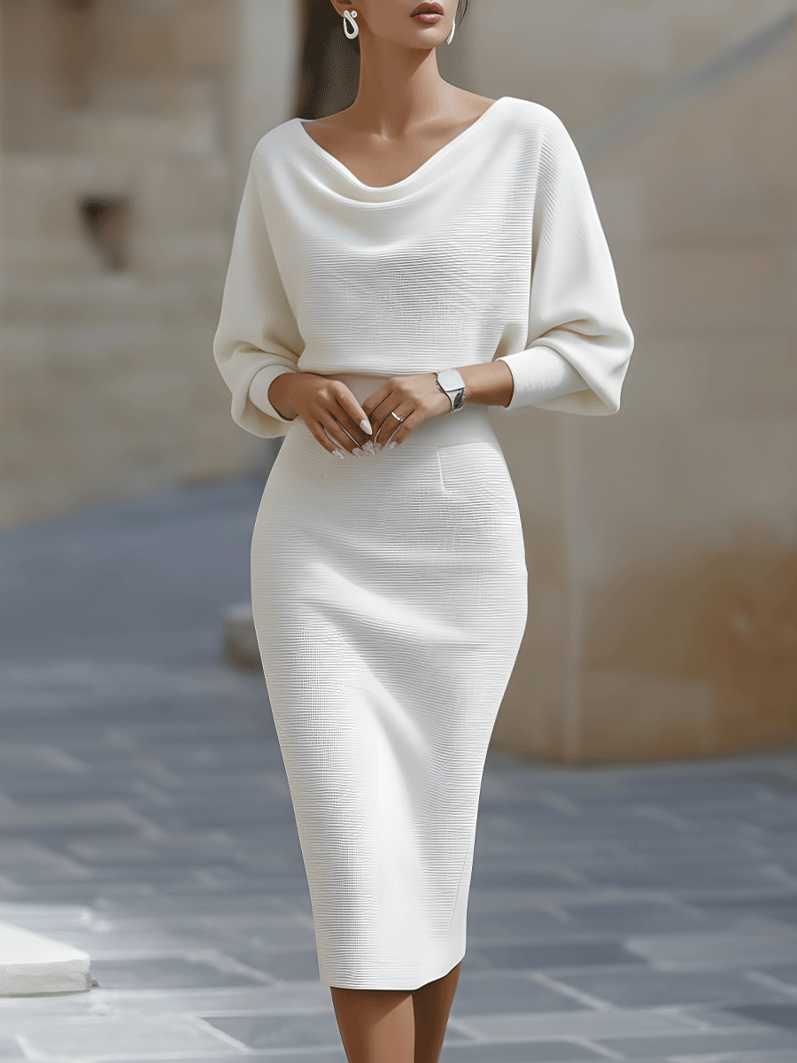 Kleid Bodycon Midi Fledermausärmel