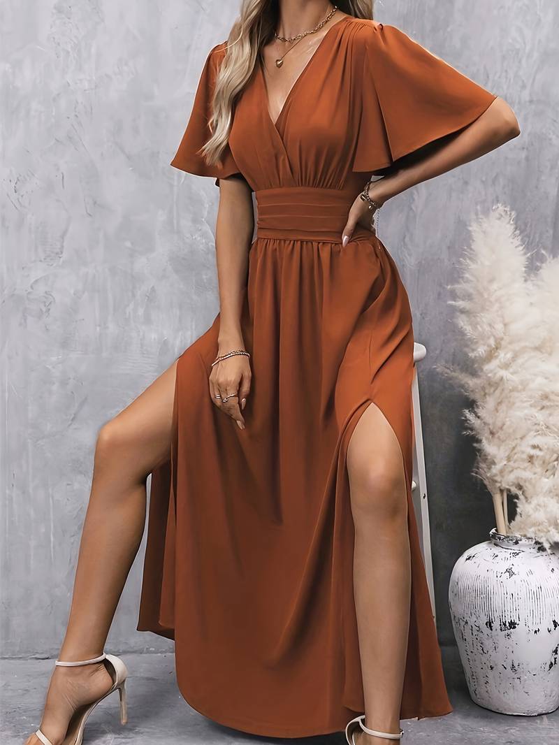 Kleid Rüschenkragen Plissee elegant