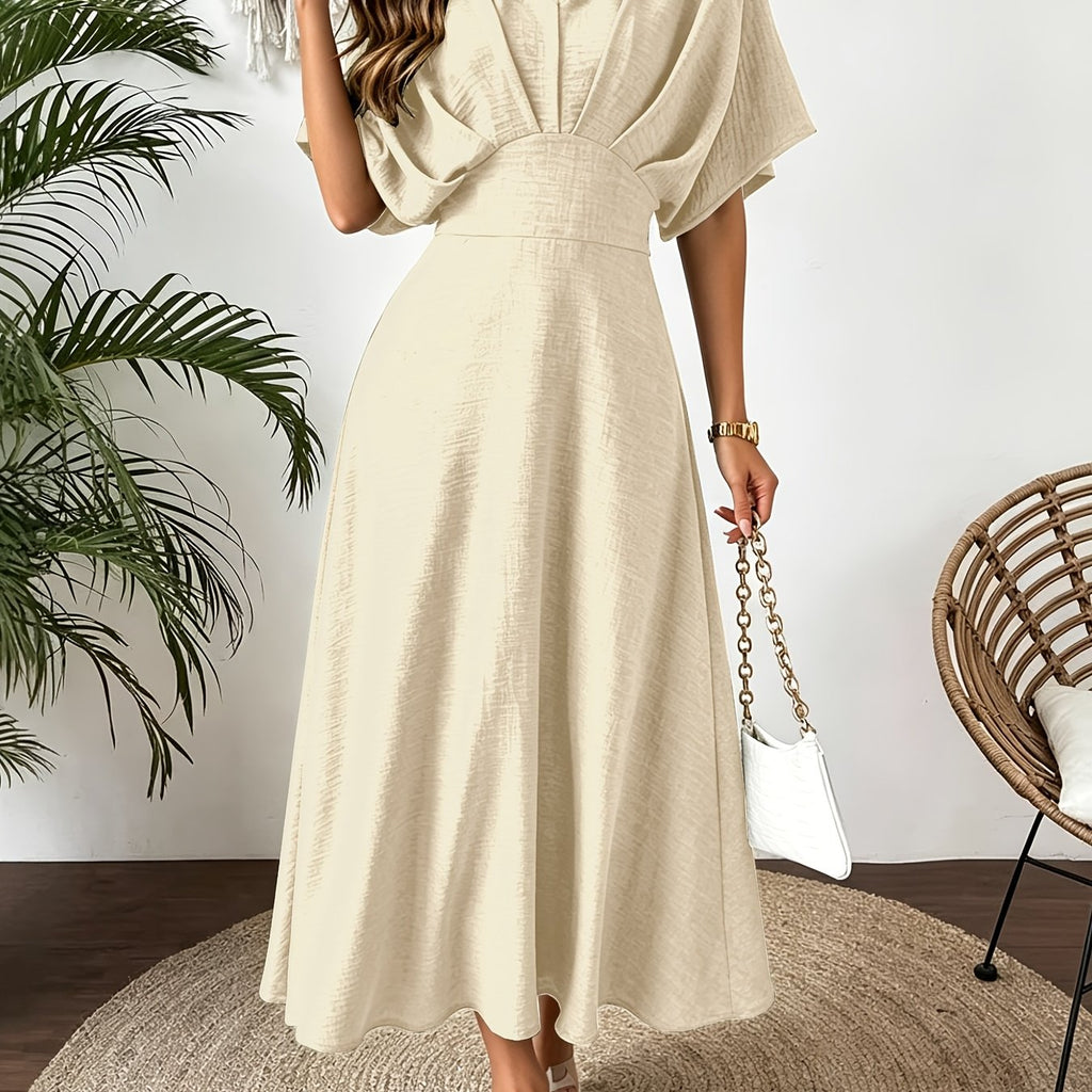 Elegantes Sommerkleid mit V-Ausschnitt und Fledermausärmeln