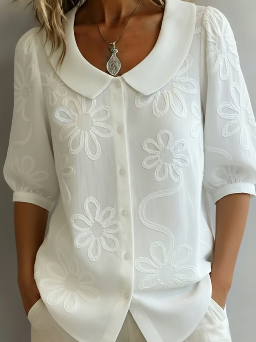 Cotton Retro Collar Summer Top