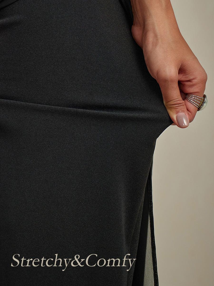 Wide Leg Chiffon Overlay Trousers