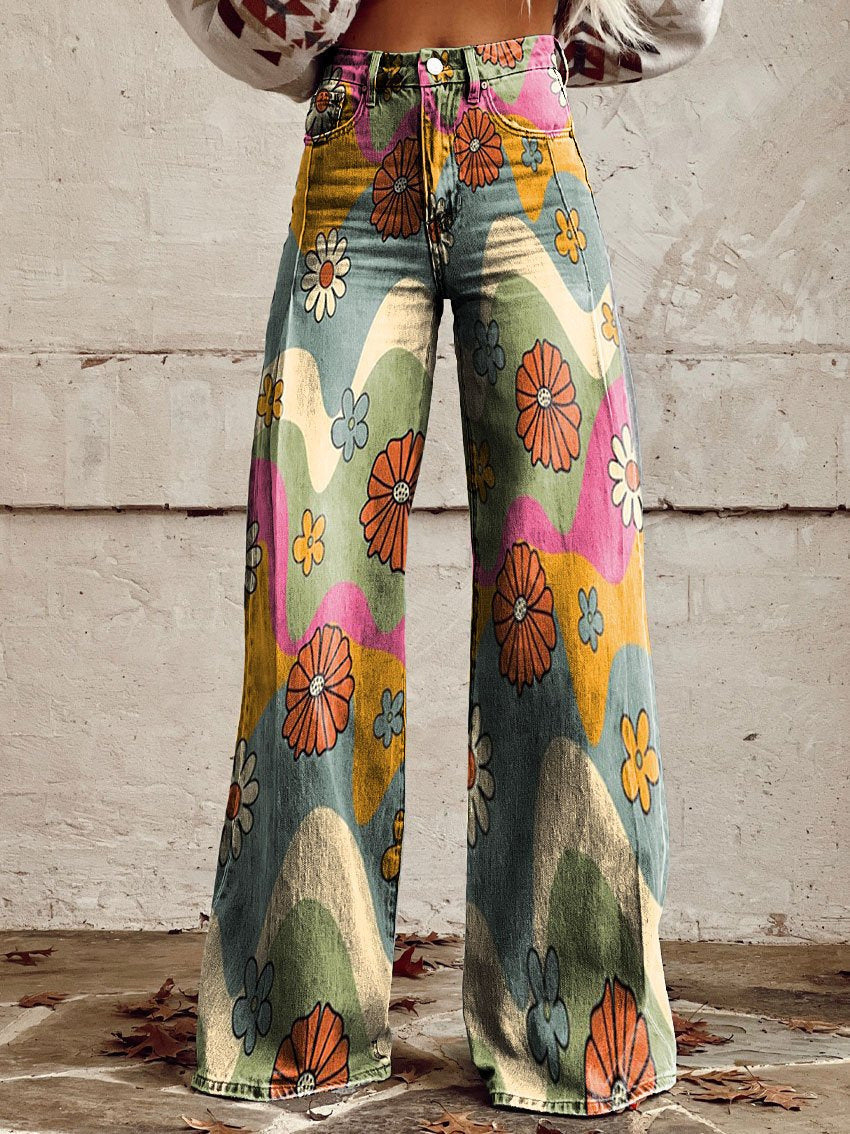 Bunte Vintage Hose mit auffälligen Mustern
