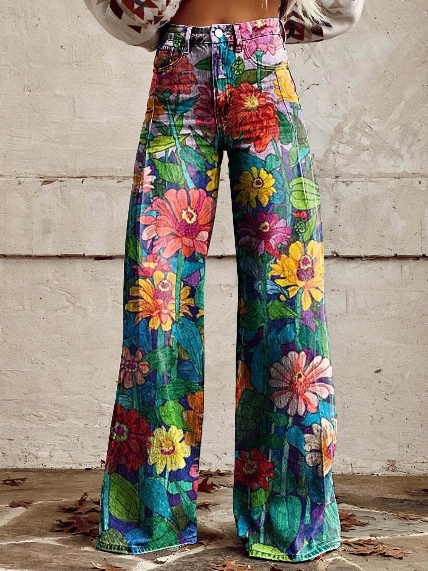 Bunte Vintage Hose mit auffälligen Mustern
