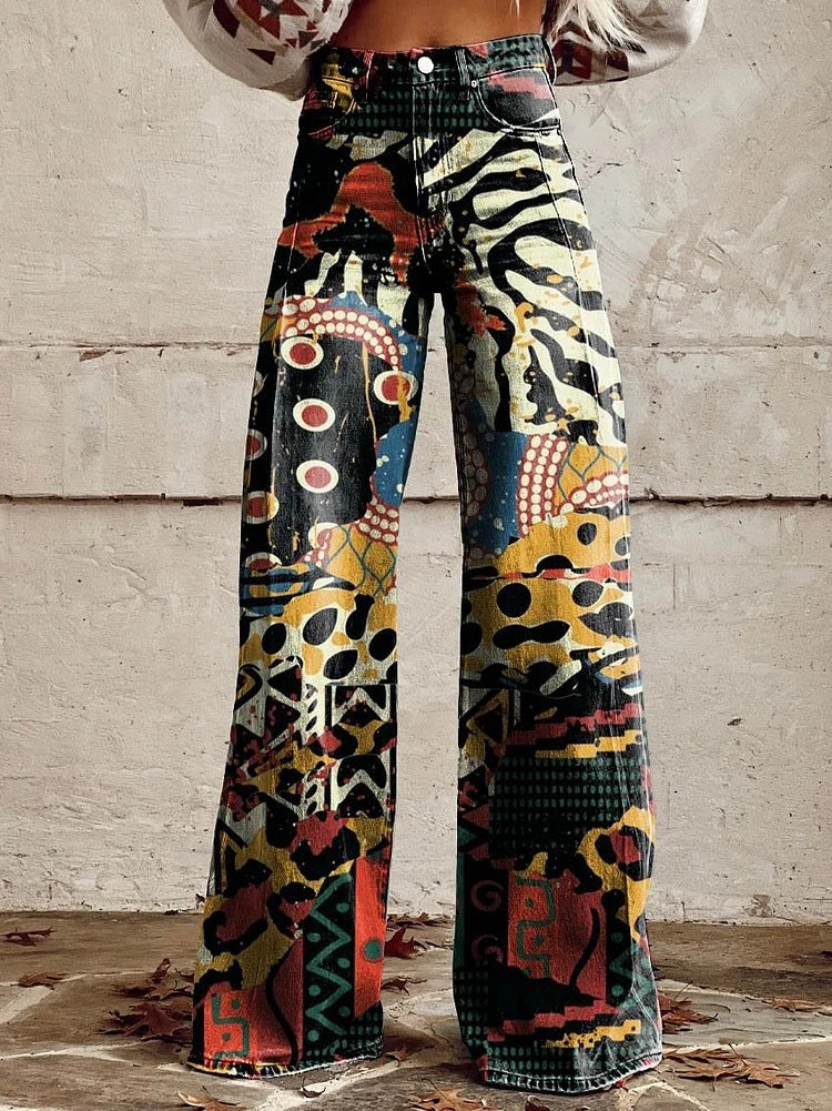 Bunte Vintage Hose mit auffälligen Mustern