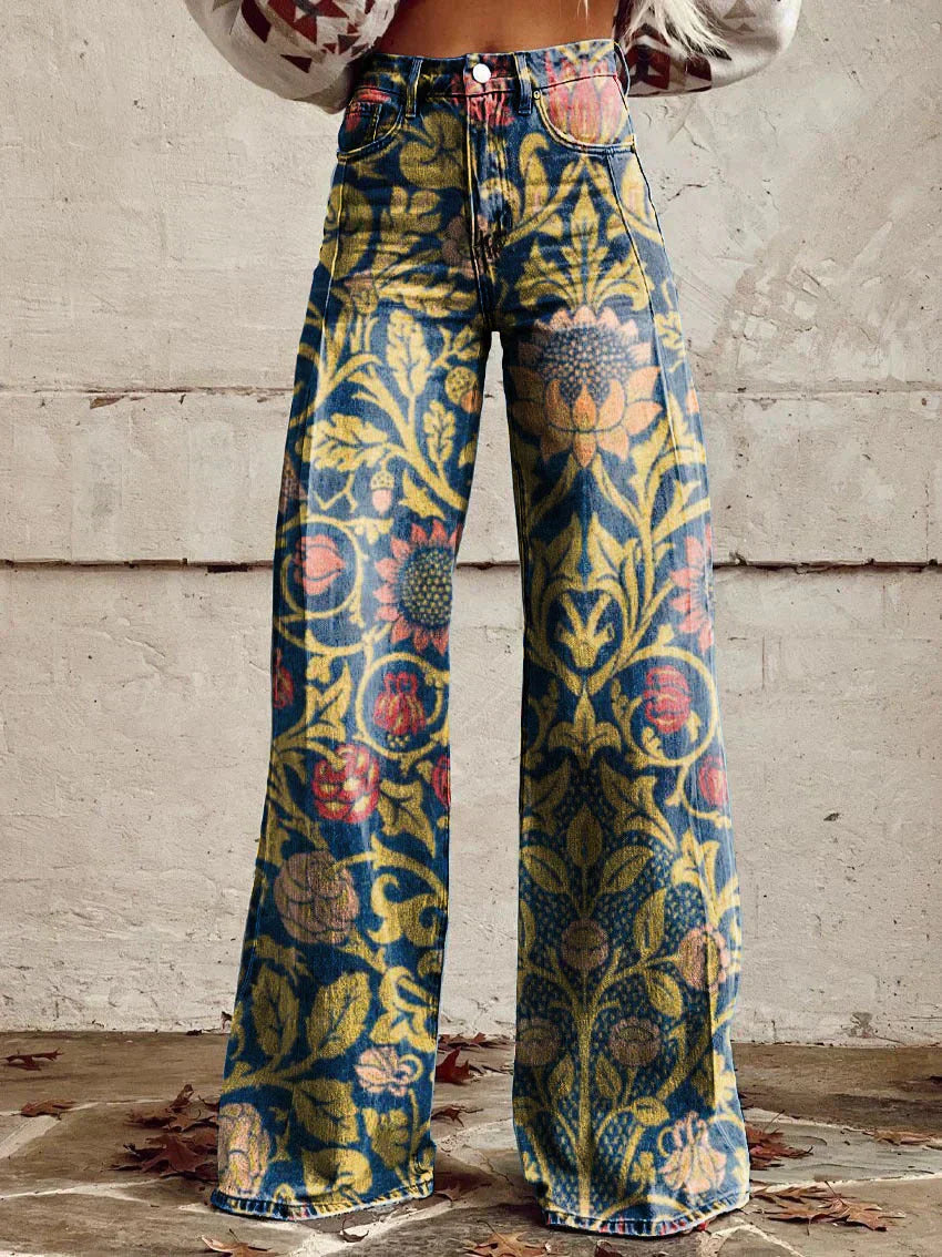 Bunte Vintage Hose mit auffälligen Mustern
