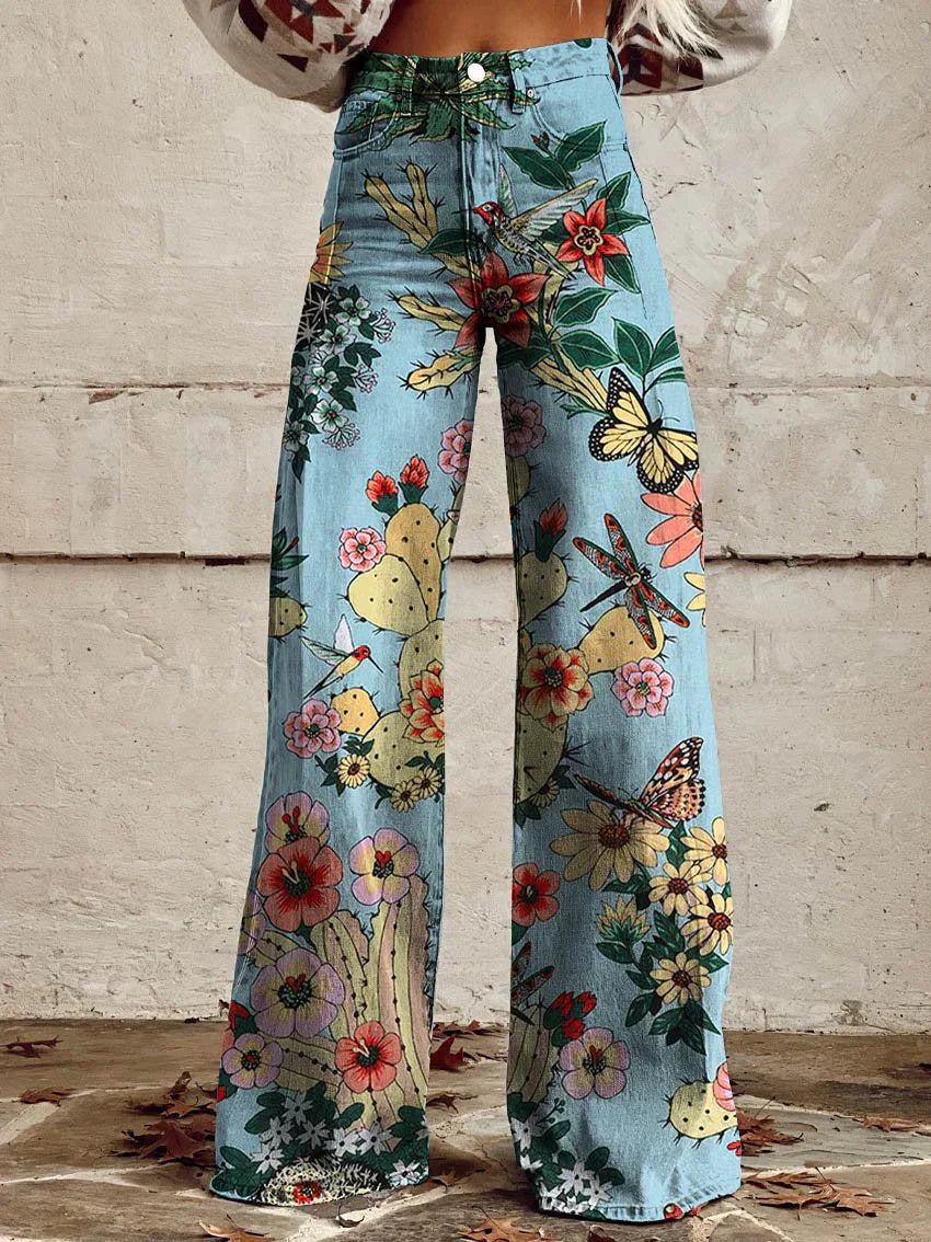 Bunte Vintage Hose mit auffälligen Mustern