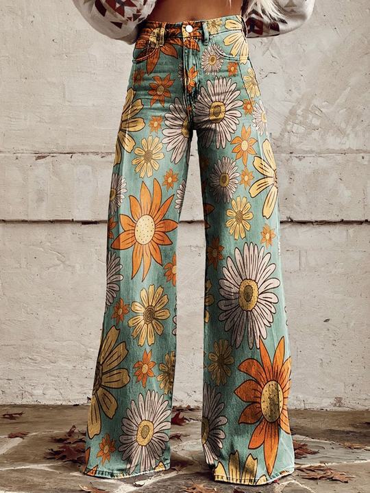 Bunte Vintage Hose mit auffälligen Mustern