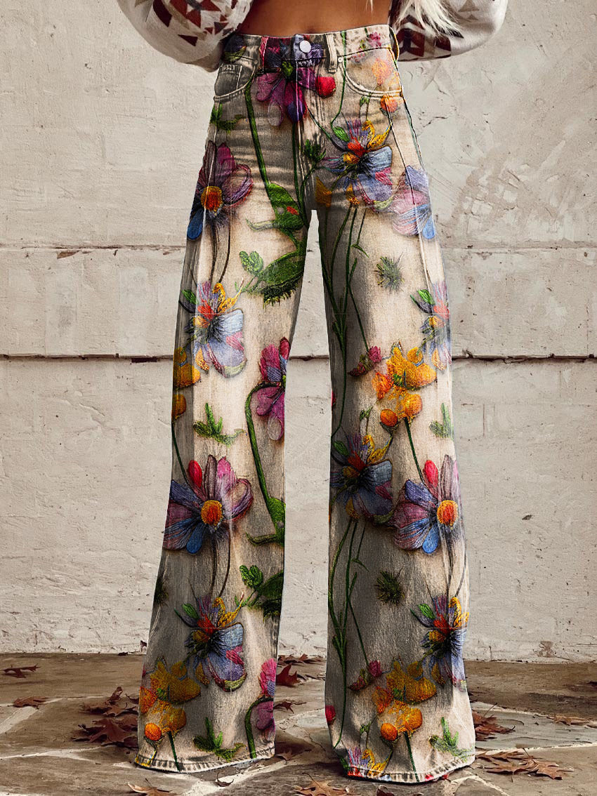 Bunte Vintage Hose mit auffälligen Mustern