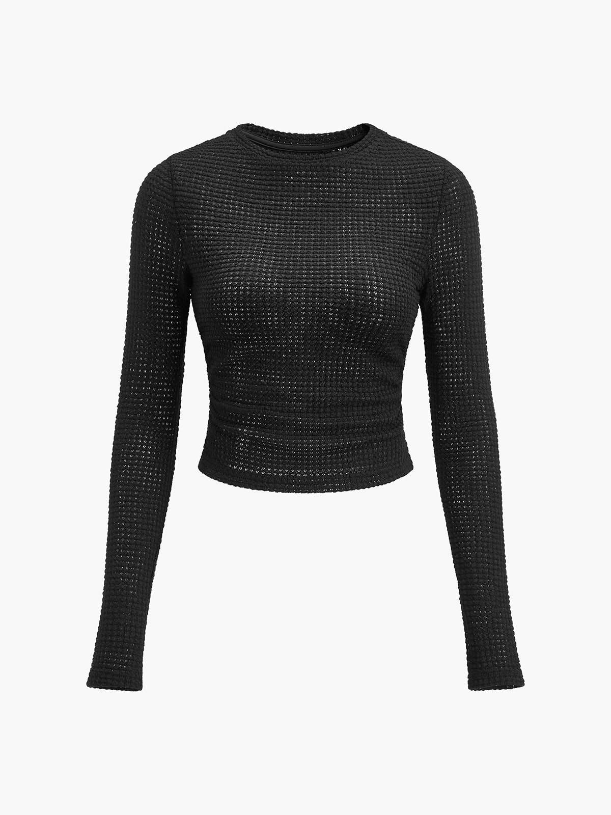 Crop Top Langarm Waffelstrick Struktur