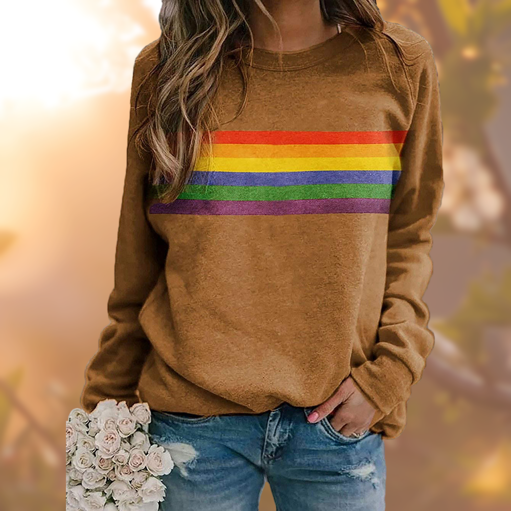Sweatshirt Regenbogen Streifen Gelb