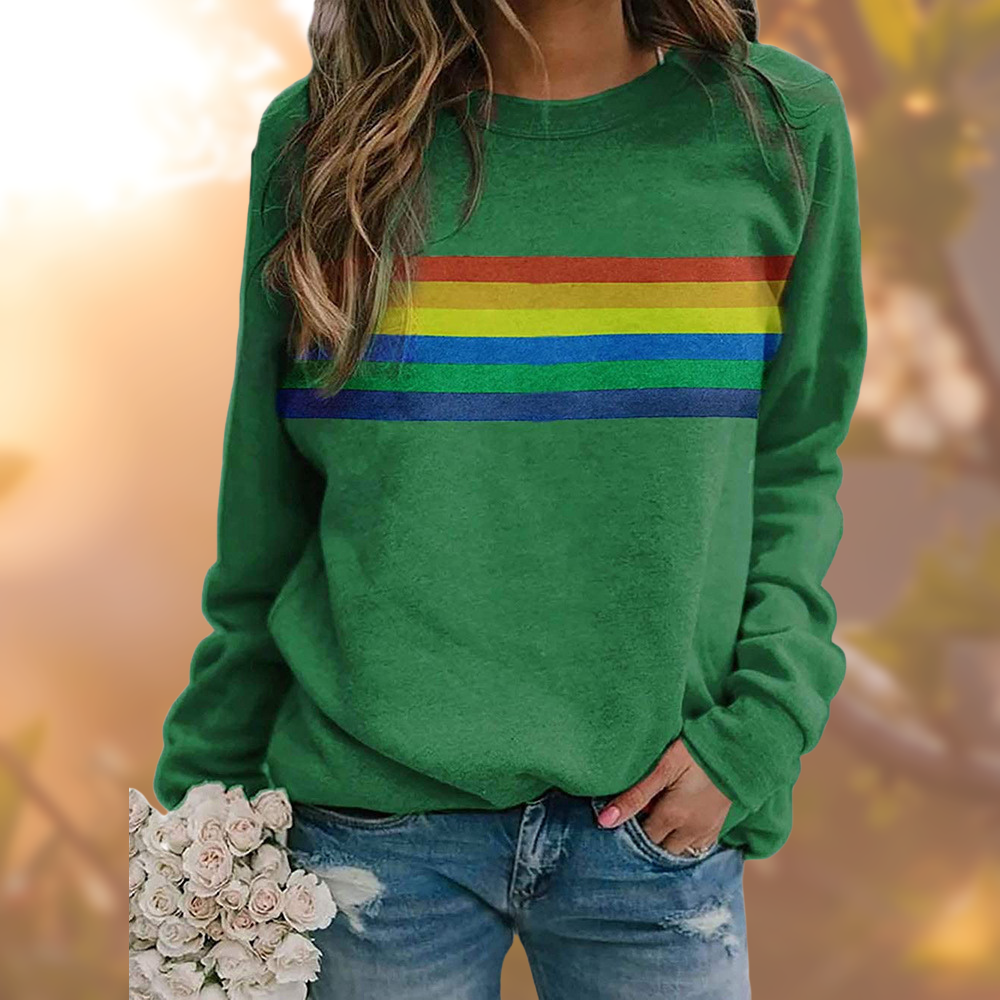 Sweatshirt Regenbogen Streifen Grün