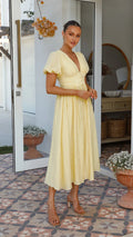 Puff Sleeve Button Front Maxi Dress