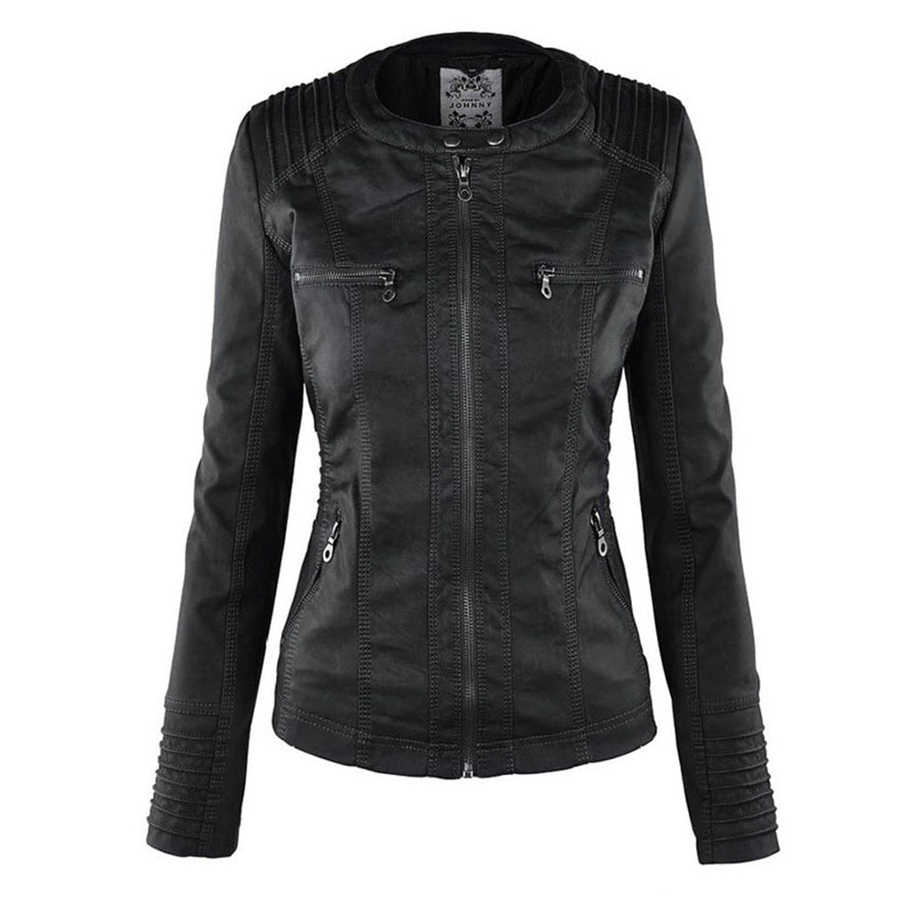 Wetterfeste Kunstlederjacke mit Kapuze