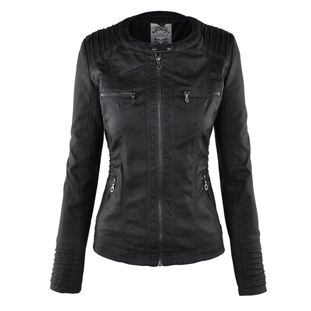 Wetterfeste Kunstlederjacke mit Kapuze