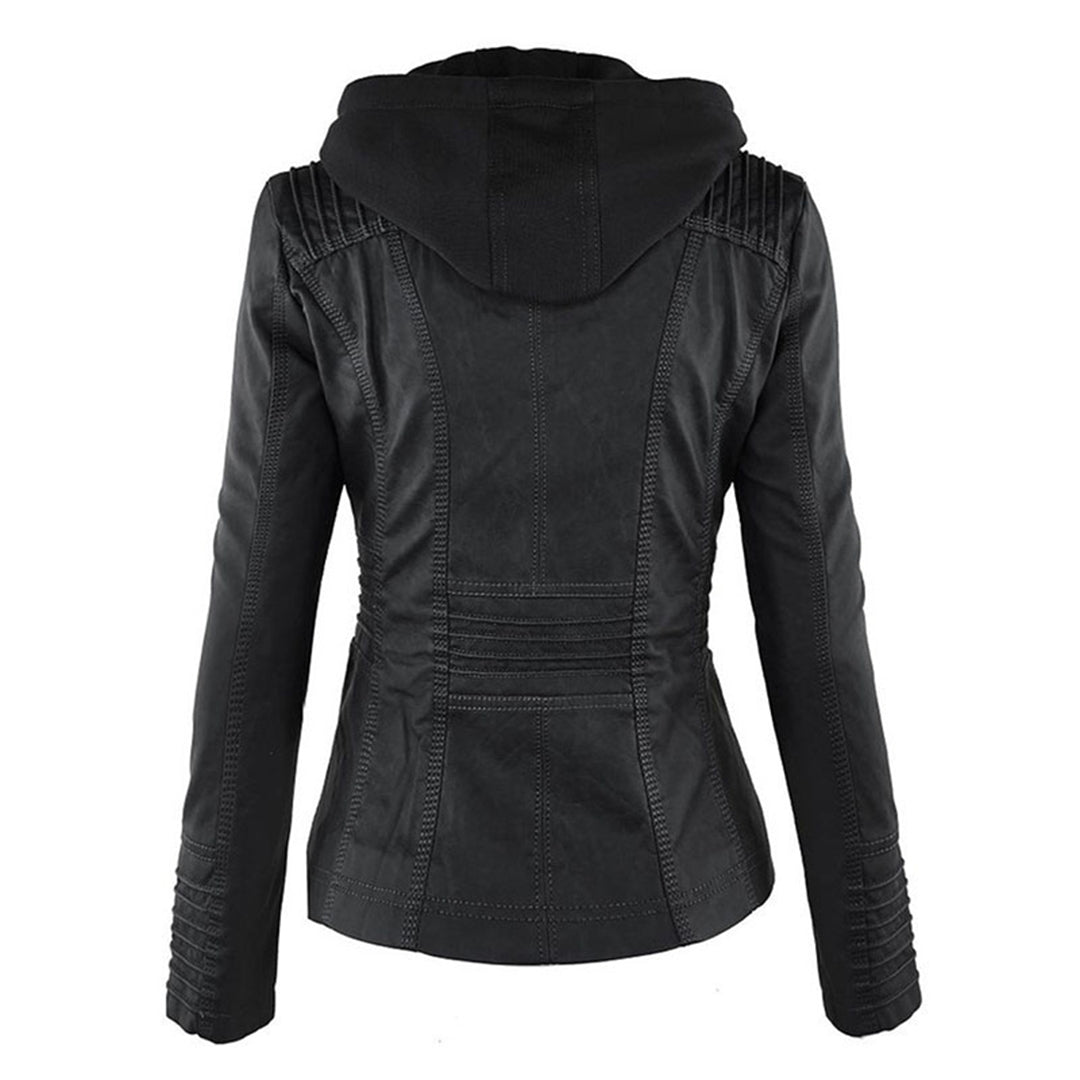 Wetterfeste Kunstlederjacke mit Kapuze